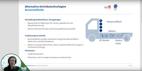H2AS-Vortrag: In Osthessen haben sich 2019 Logistiker zusammengetan, die ihre Routen emissionsfrei befahren wollen. Auf Basis der Initiative der Logistiker wurde ein vom Bund gefördertes Feinkonzept erstellt, dass sich der Frage zur wirtschaftlichen Einführung von Brennstoffzellen-Lkw widmete.