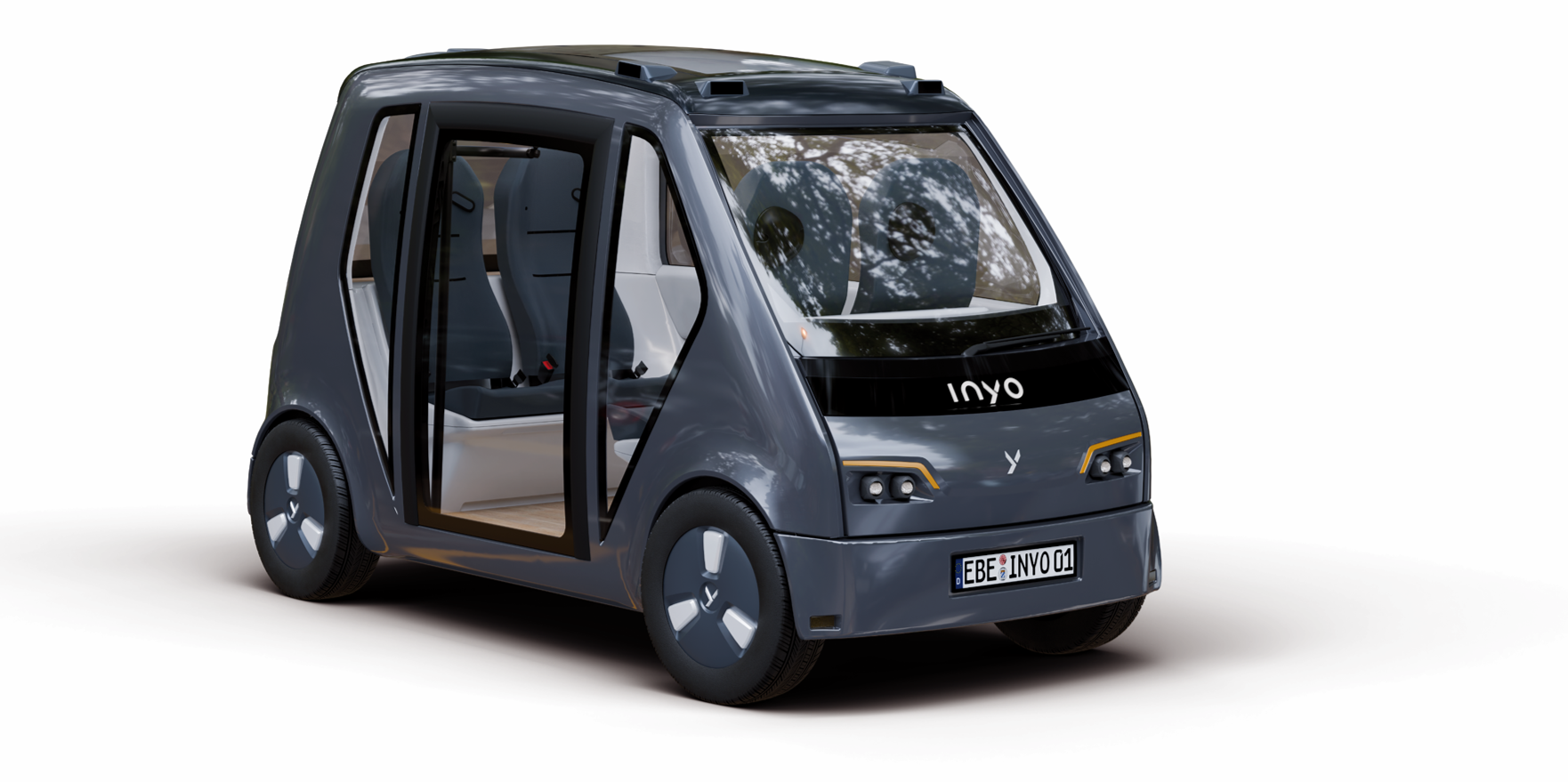 INYO Cab Autonomes Fahrzeug der Marke INYO das beim 7. Klimahändedialog vorgestellt wird.