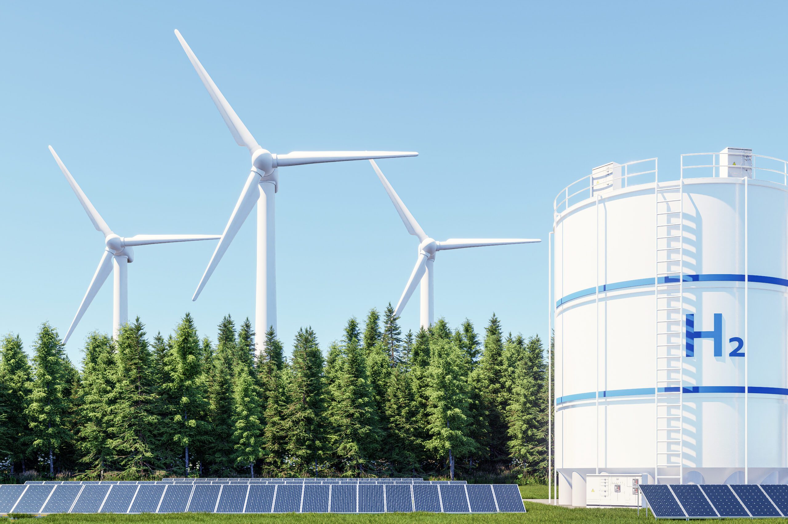 Hydrogen Energy storage with solar panels and wind turbines on a H2AS-Vortragsreihe: "Die Grüne Wasserstoff-Transformation in Niedersachsen"